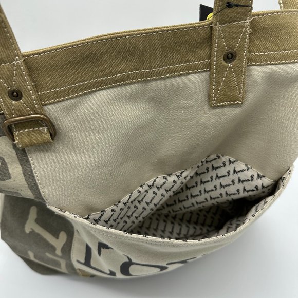 *SOLD* Life is Short "Live, Love, Create" Up-Cycled CanvasTote by Mona B - Picture 6 of 9